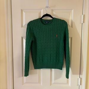 Ralph Lauren Women’s Green Cotton Cable Knit Sweater, Size L